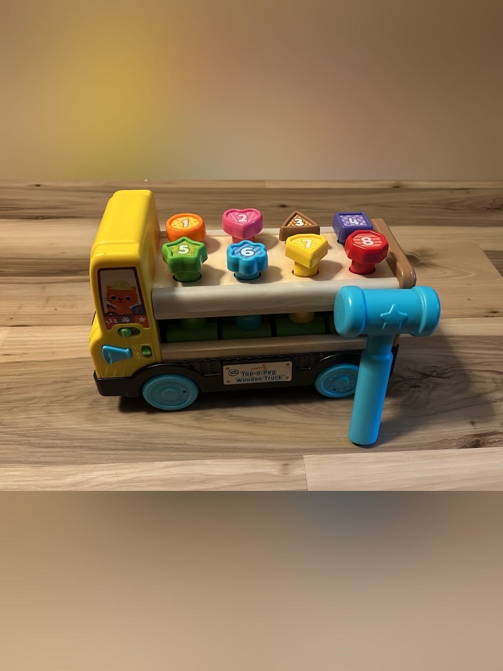 Colorful Wooden Hammer Truck Learning Toy - Yellow & Blue
